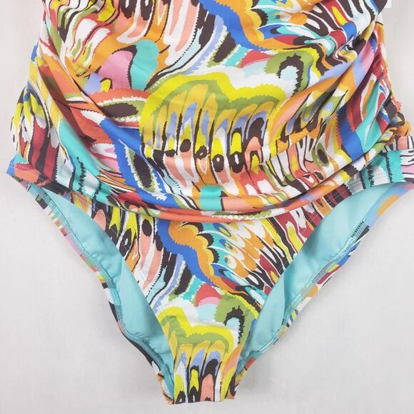 Bleu Rod Beattie Swimsuit One Piece Womens 12 Multicolor Ruched Sweetheart - Picture 6 of 13
